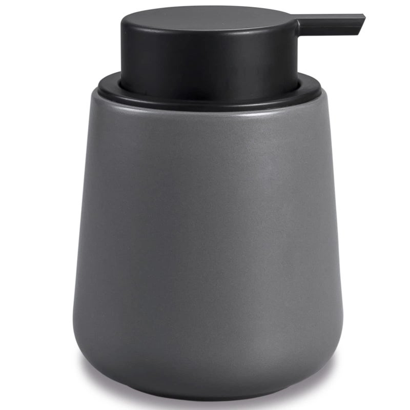 BosilunLife Grey Lotion Dispenser - Modern Ceramic Soap Dispenser Bathroom 12 oz Bottles Lotion Hand Pump Dispenser Black Pump Dish Liquid Dispenser for Kitchen Hand Wash Dispenser - Image 1